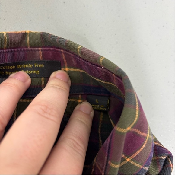 Allen Edmonds Wrinkle Free Men's Plaid Button Up Dress Shirt Large Long Sleeve - Picture 5 of 7